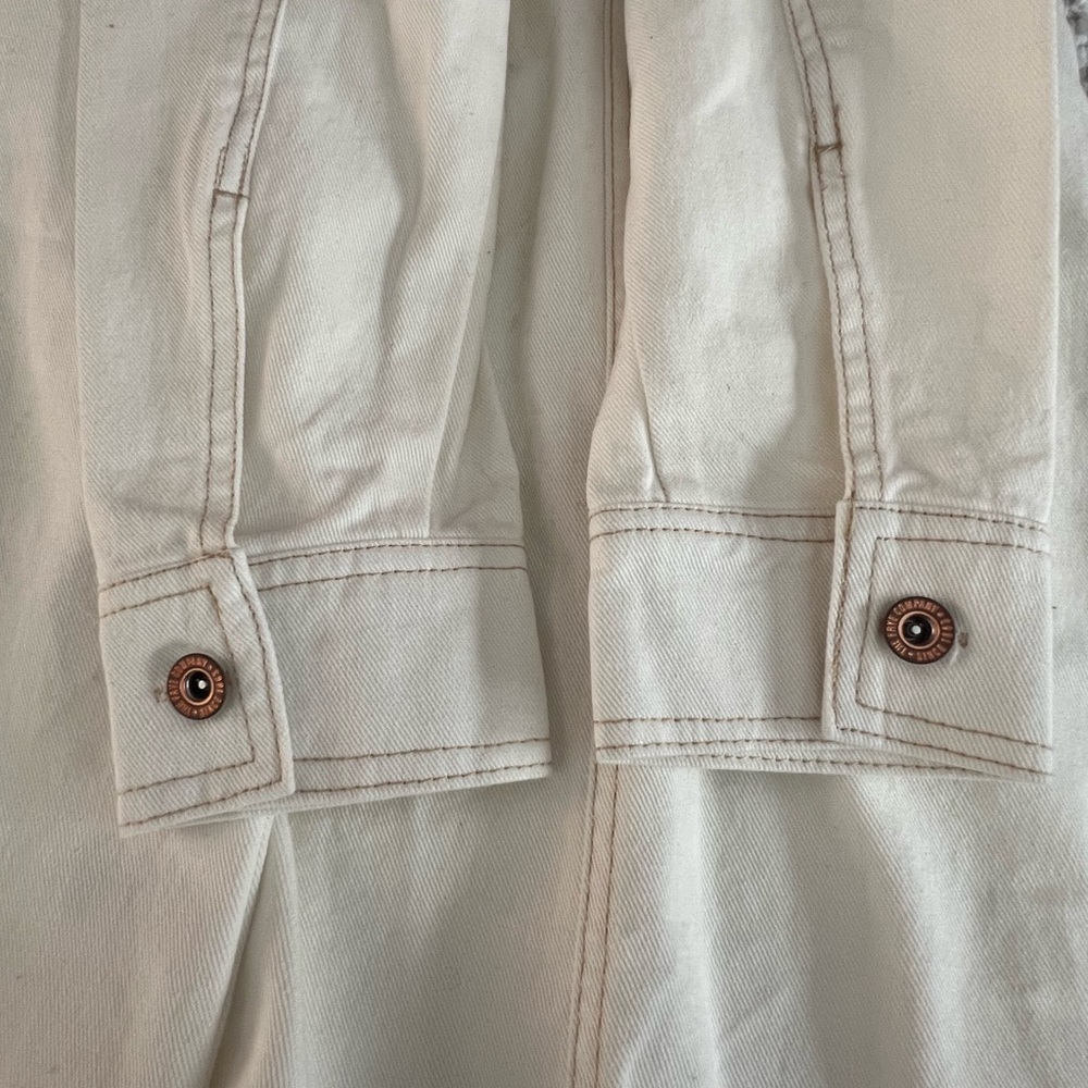 NWOT Frye Off White Button-Up Denim Dress Side Pockets Copper Button Size Large - Picture 8 of 10